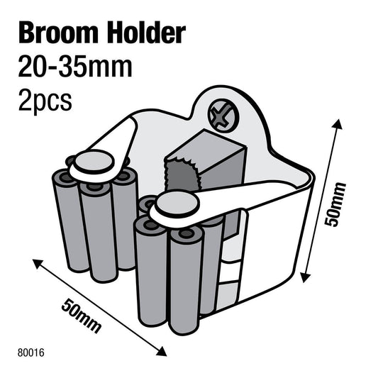 Everhang Broom Holder - 20-35mm - Plastic/Steel - 2 Pack