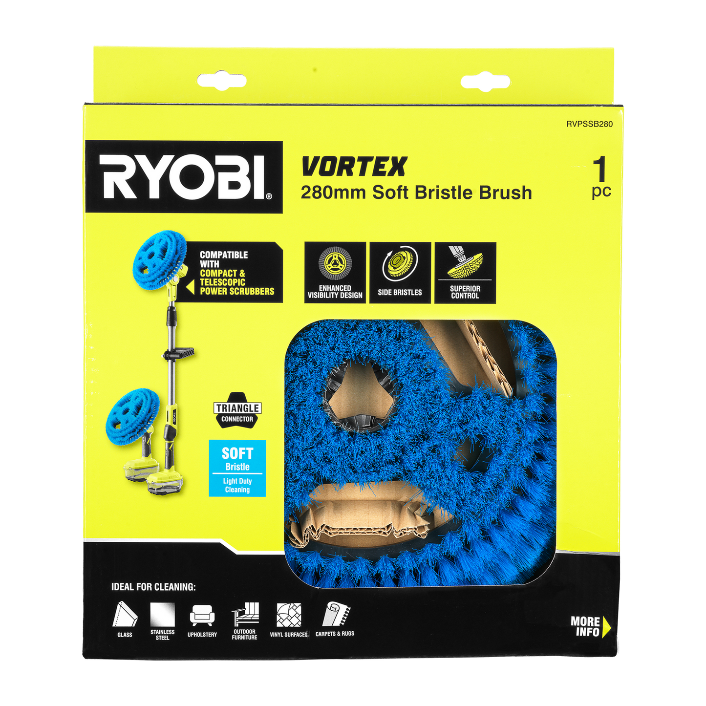 Ryobi Soft Bristle Power Scrubber Brush - 280mm
