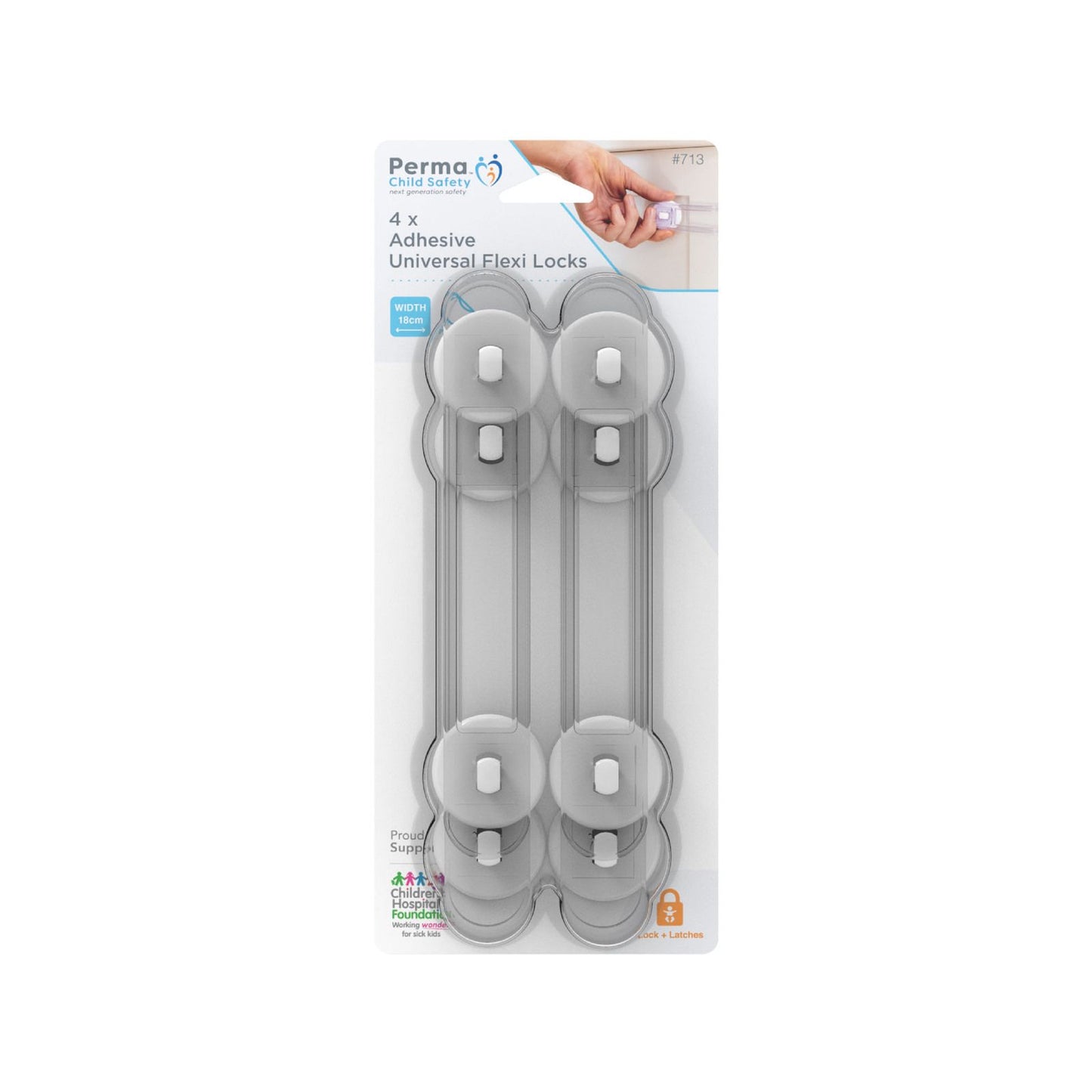 Perma Child Safety Adhesive Flexi Locks - 4 Pack