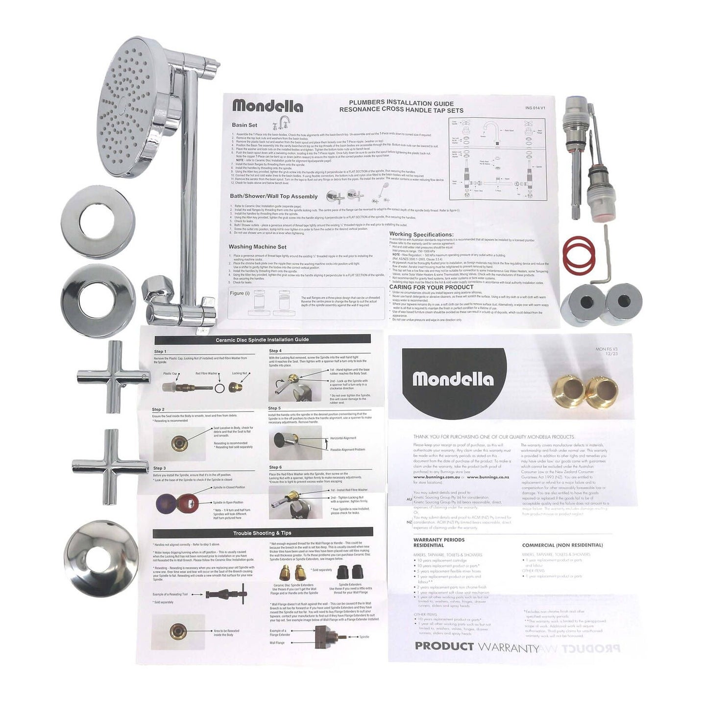 Mondella Chrome Shower Set - 9L/min - 3 Star - 210 x 80 x 165mm