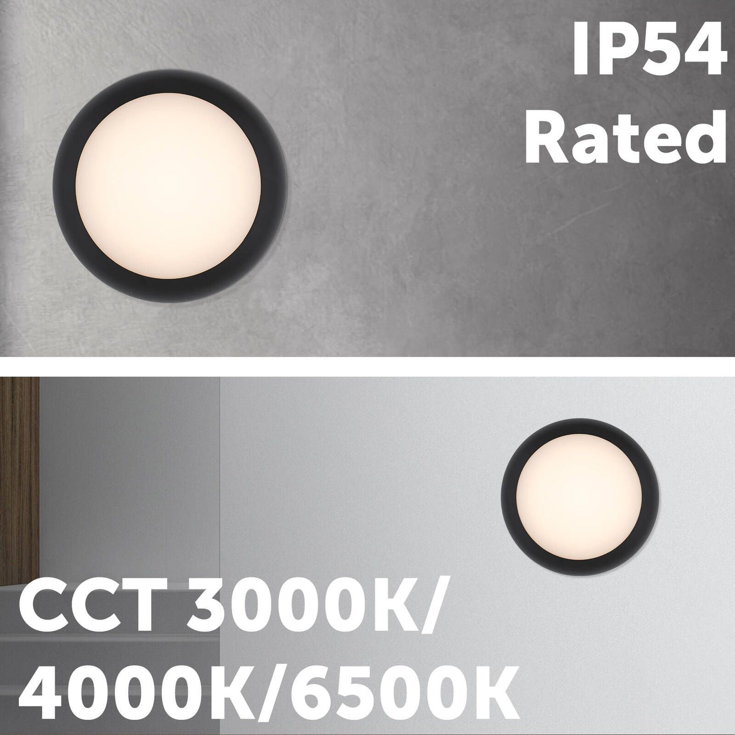 Arlec 14W Black CCT LED Dorset Round Bunker Light - 225mm