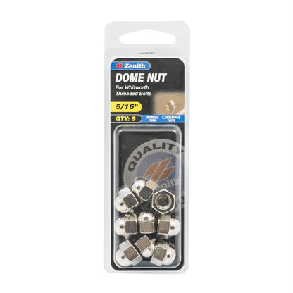 Zenith Dome Nuts - 5/16" - Chrome - 9 Pack