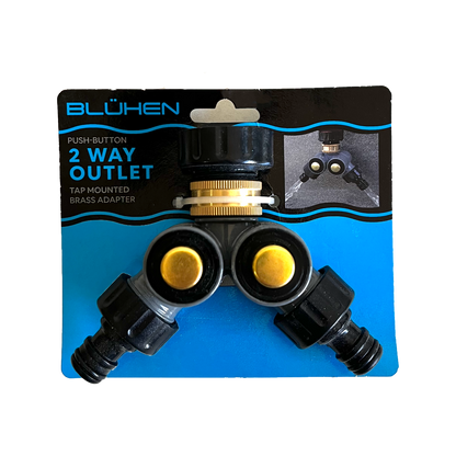 Bluhen Push Button 2 Way Outlet - Tap Mounter Brass Adaptor