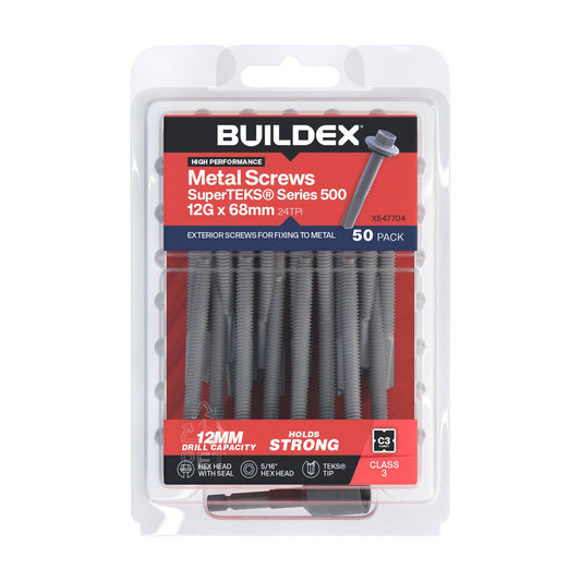 Buildex Galvanised Superteks Screws - 12g x 68mm - 50 Pack