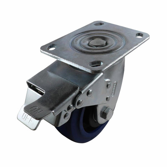 Easyroll Castor - 125mm - Blue Elastic Rubber - Non-Marking - 240kg Load