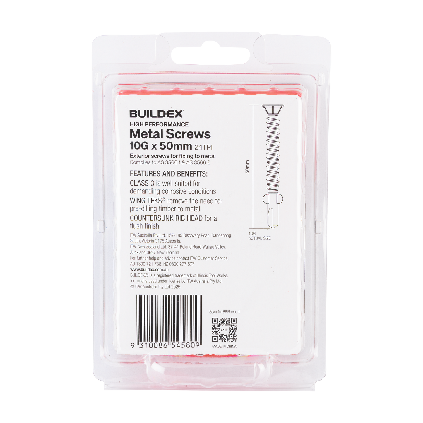 Buildex Sheet Metal Screws - 10g x 50mm - 50 Pack