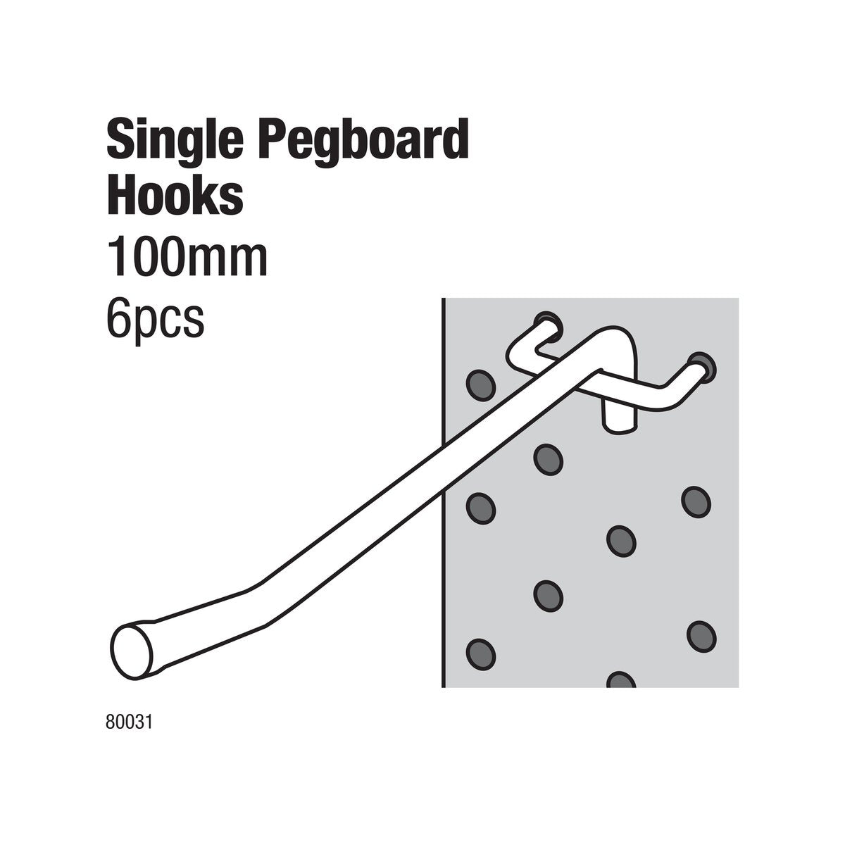 Everhang 100mm Pegboard Hooks 6 Pack - Silver - Zinc