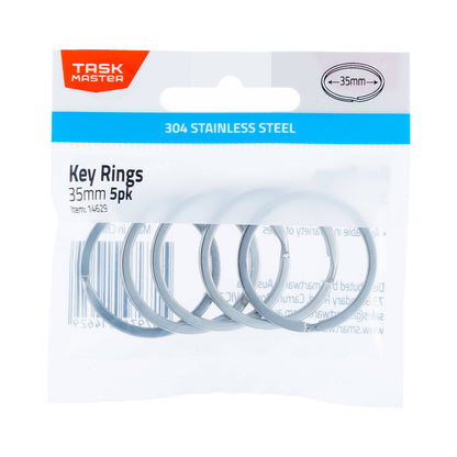 Taskmaster Stainless Steel Key Ring - 35mm - 5 Pack