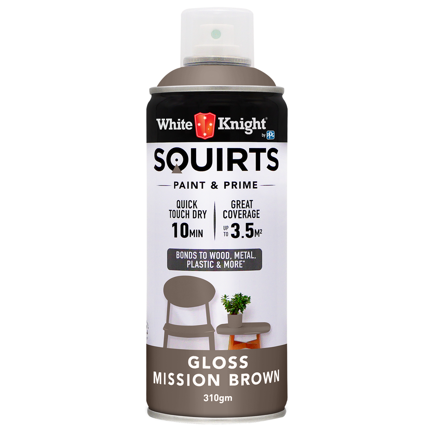 White Knight Squirts Spray Paint - 310g - Mission Brown