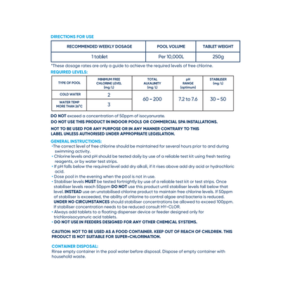 Hy Clor 4kg Multi Swimming Pool Tablets - Chlorine - Trichloroisocyanuric Acid - Long Lasting Protection
