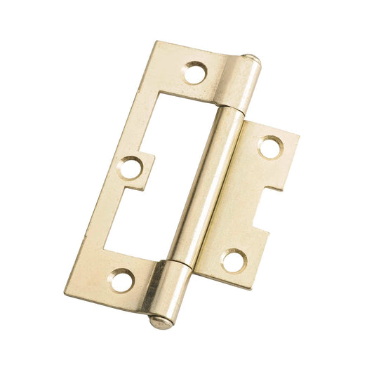 Lane 90mm Brass Plated Fixed Pin Easy Fit Hinge - 2 Pack