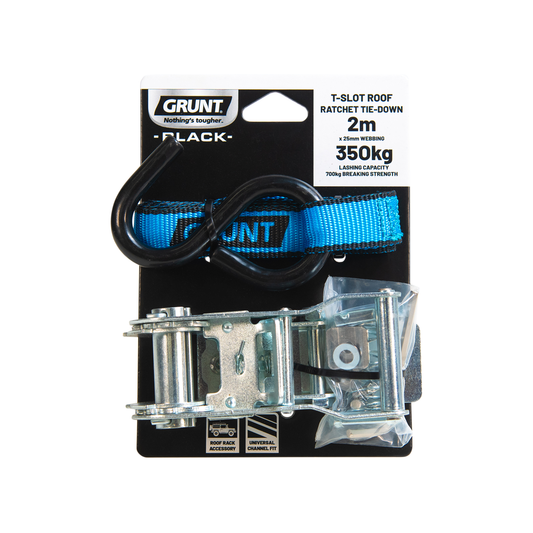 Grunt T-Slot Roof Ratchet Tie Down - 25mm x 2m - 350kg