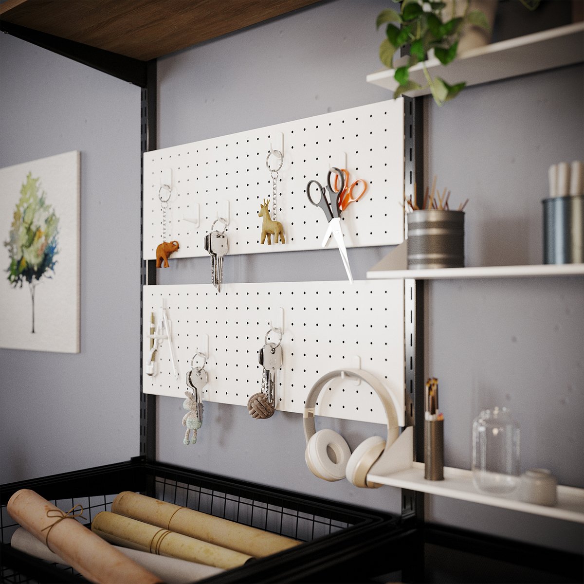 Flexi Storage Home Solutions White Large Pegboard Hook 4 Pack Plastic Durable