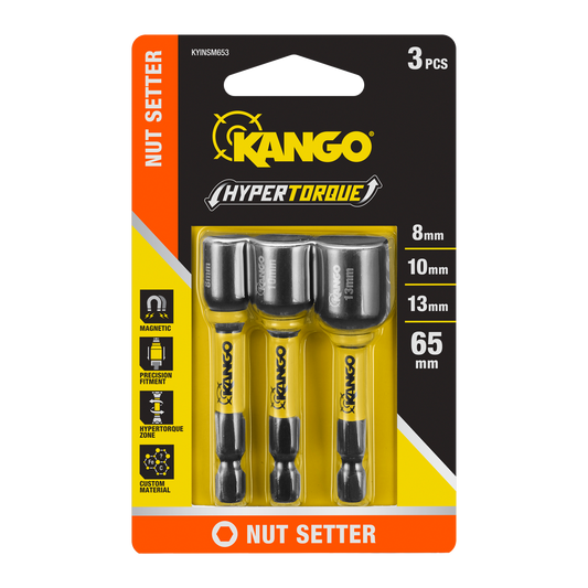 Kango HYPERTORQUE Magnetic Nut Setters 65mm M5,M6,M8 - 3 Pack