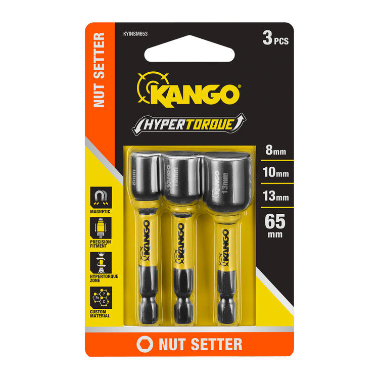 Kango 65mm HYPERTORQUE Metric Magnetic Nut Setters 3 Pack