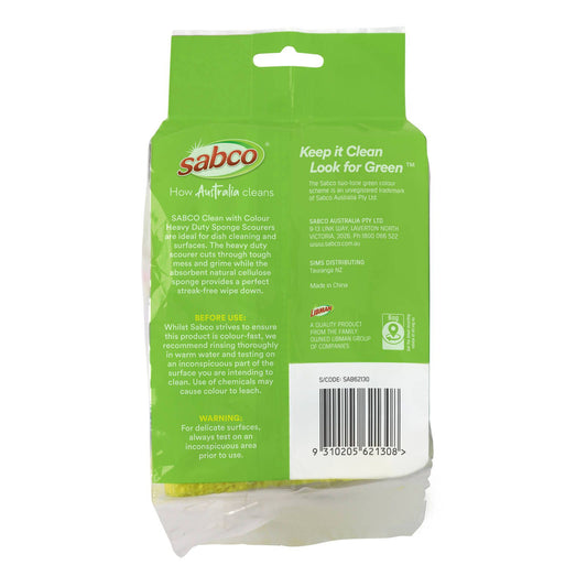Sabco Heavy Duty Clean with Colour Sponge Scourer - 6 Pack