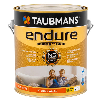 Taubmans Endure Interior Walls Paint - 2L - Hi C Yellow - Low Sheen