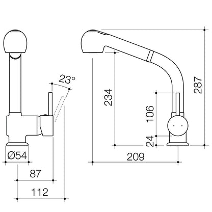 Caroma Cardinal II Sink Mixer - 87 x 287 x 209mm