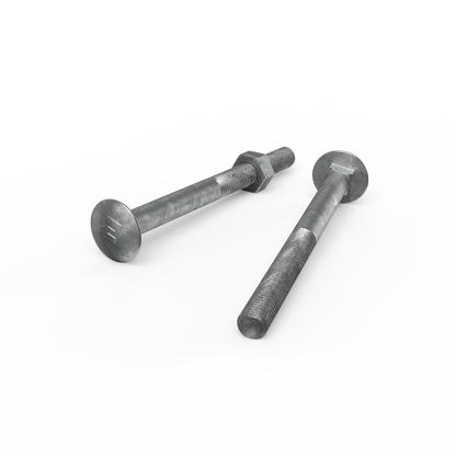Zenith M10 x 120mm - Hot Dip Galvanised Cup Head Bolts & Nuts - 25 Pack