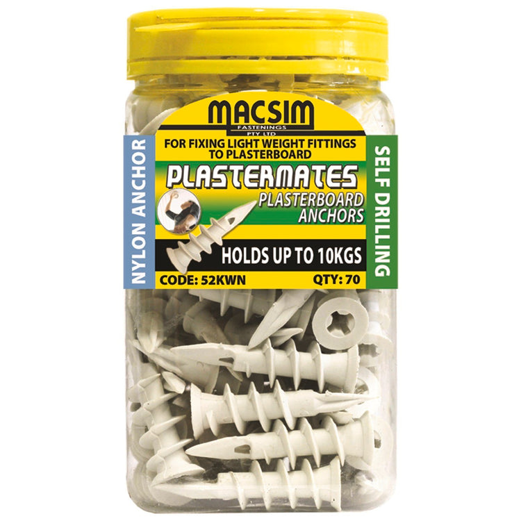 Macsim Nylon Plasterboard Anchor - 45mm - 70 Pack