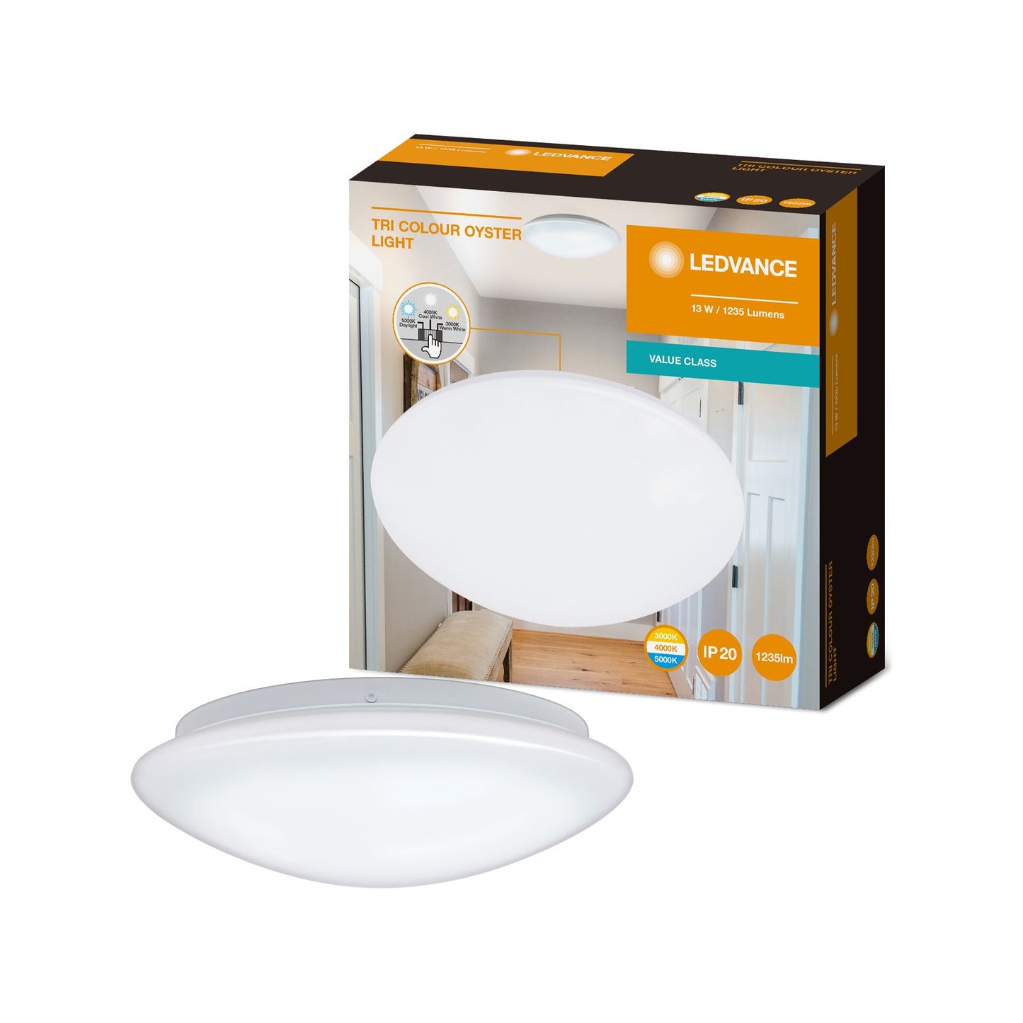 Ledvance Ceiling Oyster Light - 13W - 265mm - Tri Colour