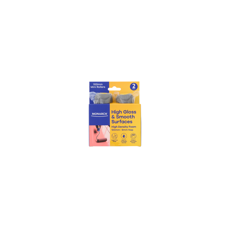 Monarch Mini Rollers Yellow 100mm 2 Pack