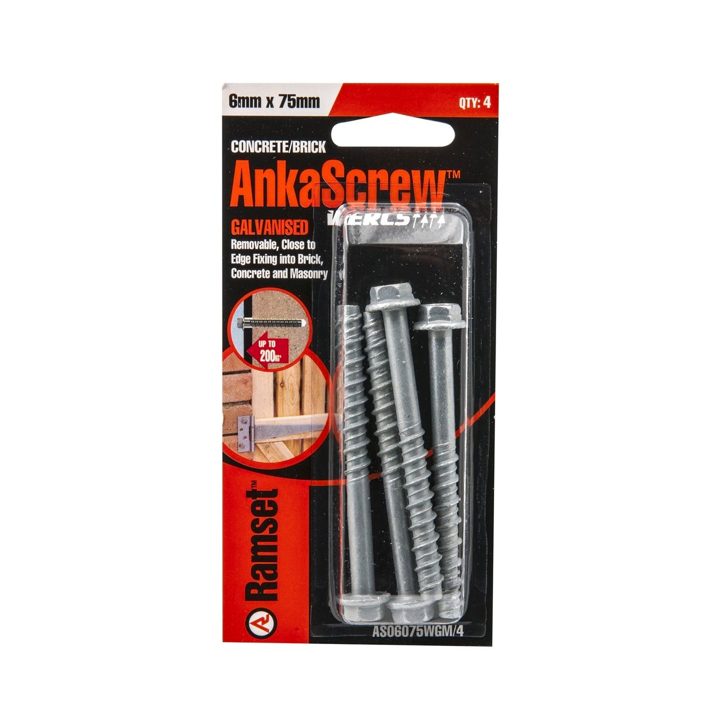 Ramset Ankascrew - 6 x 75mm - 4 Pack