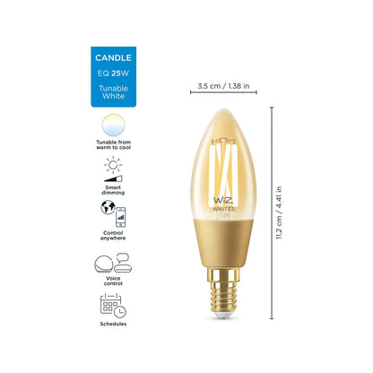 Wiz P45 E14 LED Smart Filament Candle - 4.9W - 470lm - Tunable White