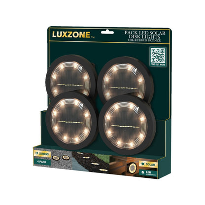 Luxzone LED Solar Disc Light 4 Pack - 115.8mm - Brown