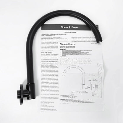 Shaw Mason Black Matte Swivel Wall Mounted Spout - 250mm
