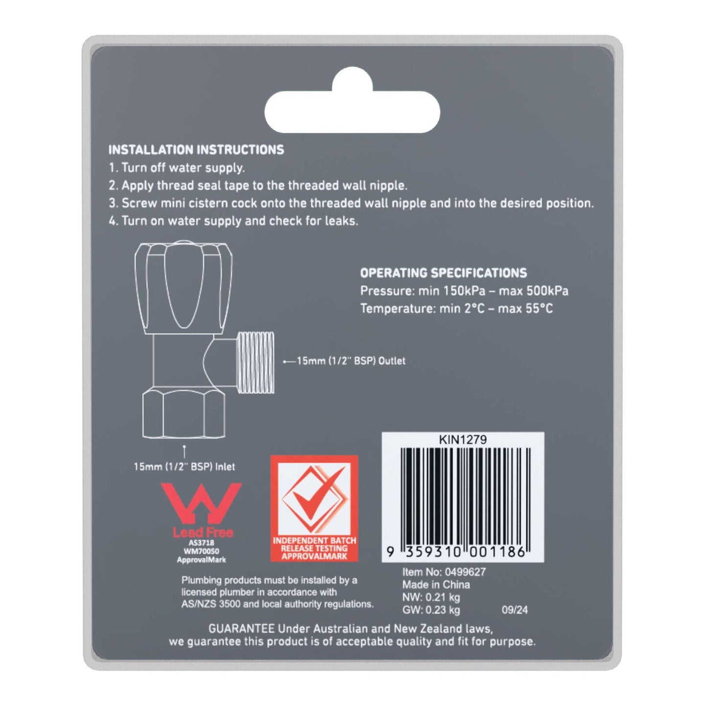 Kinetic Mini Cistern Cock - 15mm - 2 Pack