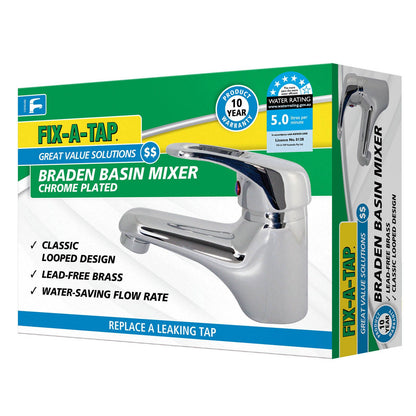 Fix a Tap Braden Classic Looped Basin Mixer - 5L/min - Chrome