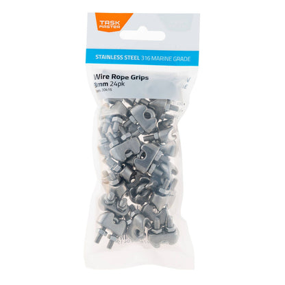 Taskmaster Wire Rope Grips - 3mm - 24 Pack