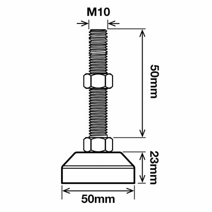 Richmond Fixed Levelling Foot - 50mm x M10 - 500kg