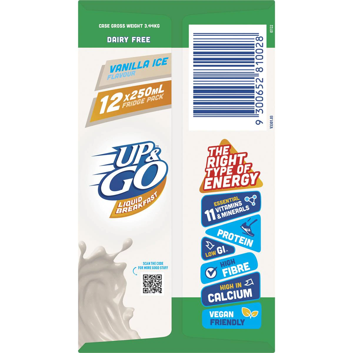 Sanitarium Up&go Dairy Free Liquid Breakfast Vanilla Ice 12 Pack