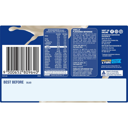 Sanitarium Up&go No Added Sugar Liquid Breakfast Vanilla Ice 12 Pack