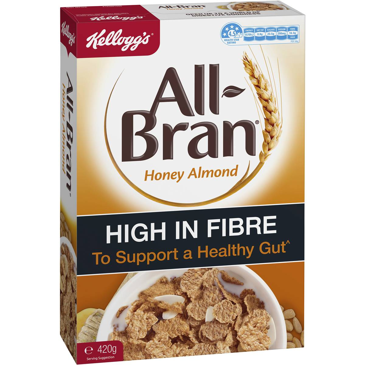 Kellogg's All-bran Flakes Honey Almond Cereal 420g