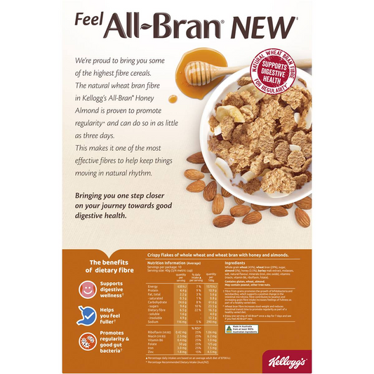 Kellogg's All-bran Flakes Honey Almond Cereal 420g