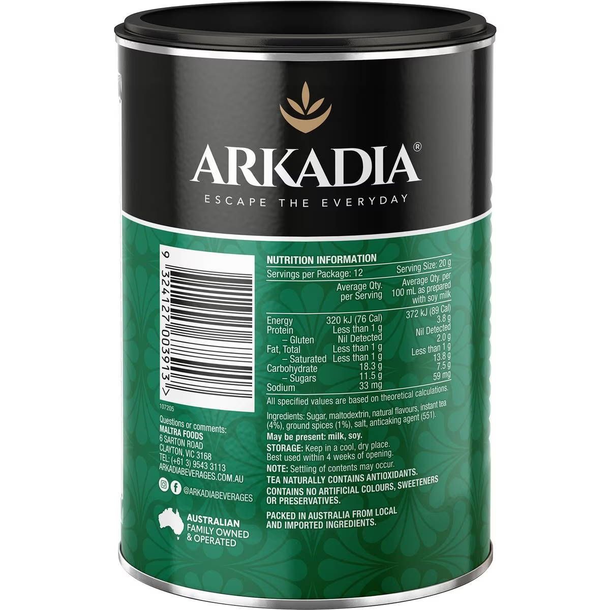 Arkadia Chai Plant Based Tea 240g Each