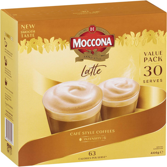 Moccona Coffee Sachets Latte 30 Pack, 1pc