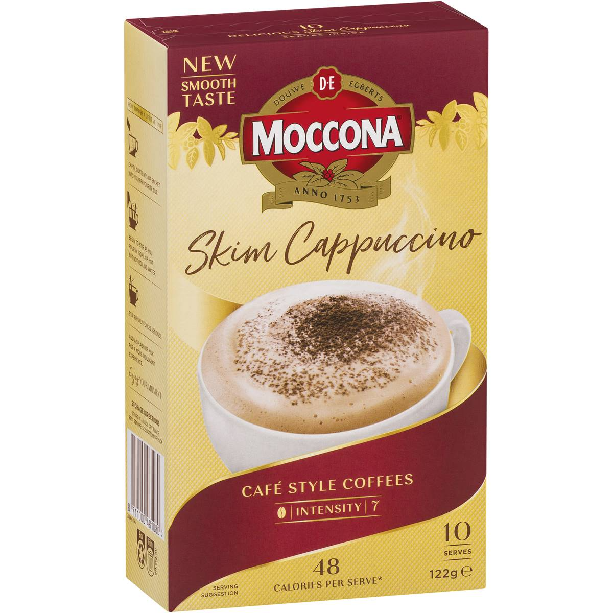 Moccona Coffee Sachets Skim Cappuccino 10 Pack, 1pc