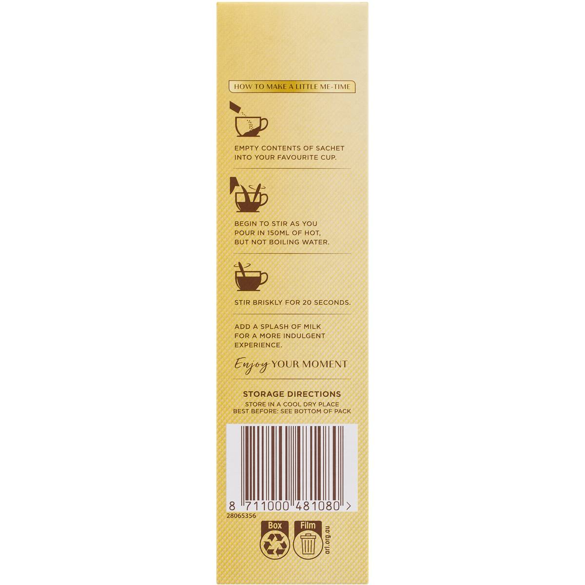 Moccona Coffee Sachets Skim Cappuccino 10 Pack, 1pc