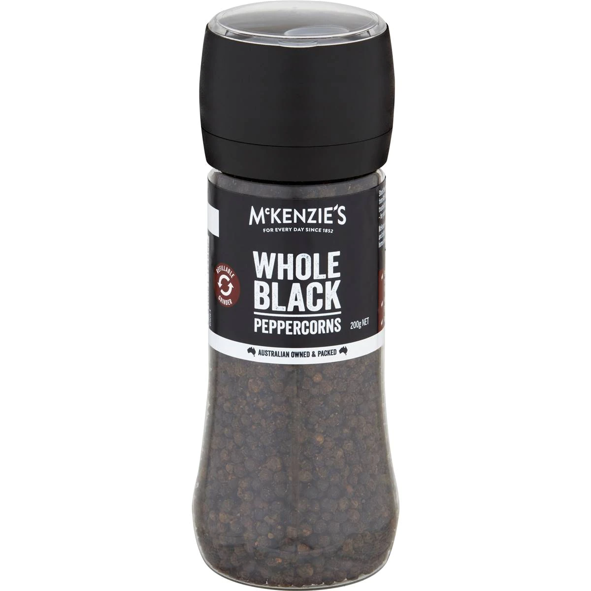 Mckenzie's Whole Black Peppercorns Grinder 200g