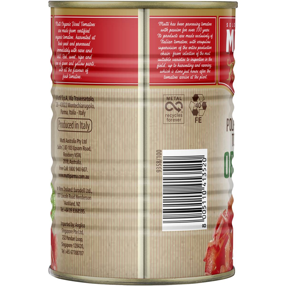 Mutti Polpa Chopped Tomatoes Organic 400g