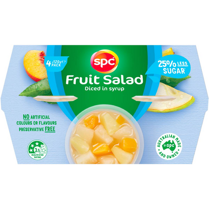 Spc Less Sugar Diced Fruit Salad In Juice Fruit Cups 4 X 120g