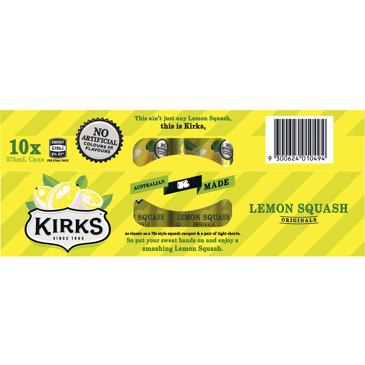 Kirks Lemon Squash Soft Drink Multipack Cans 375ml X10 Pack
