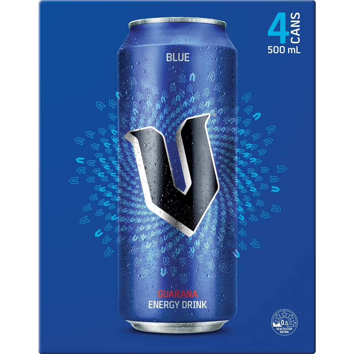 V Energy Blue Energy Drink Cans 500ml X 4 Pack