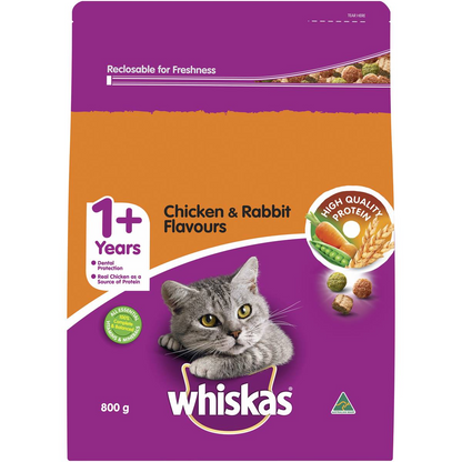 Whiskas Chicken & Rabbit Adult Dry Cat Food 800g