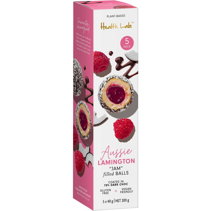 Health Lab Aussie Lamington Jam Filled Chocolate Coated Balls 5 Pack