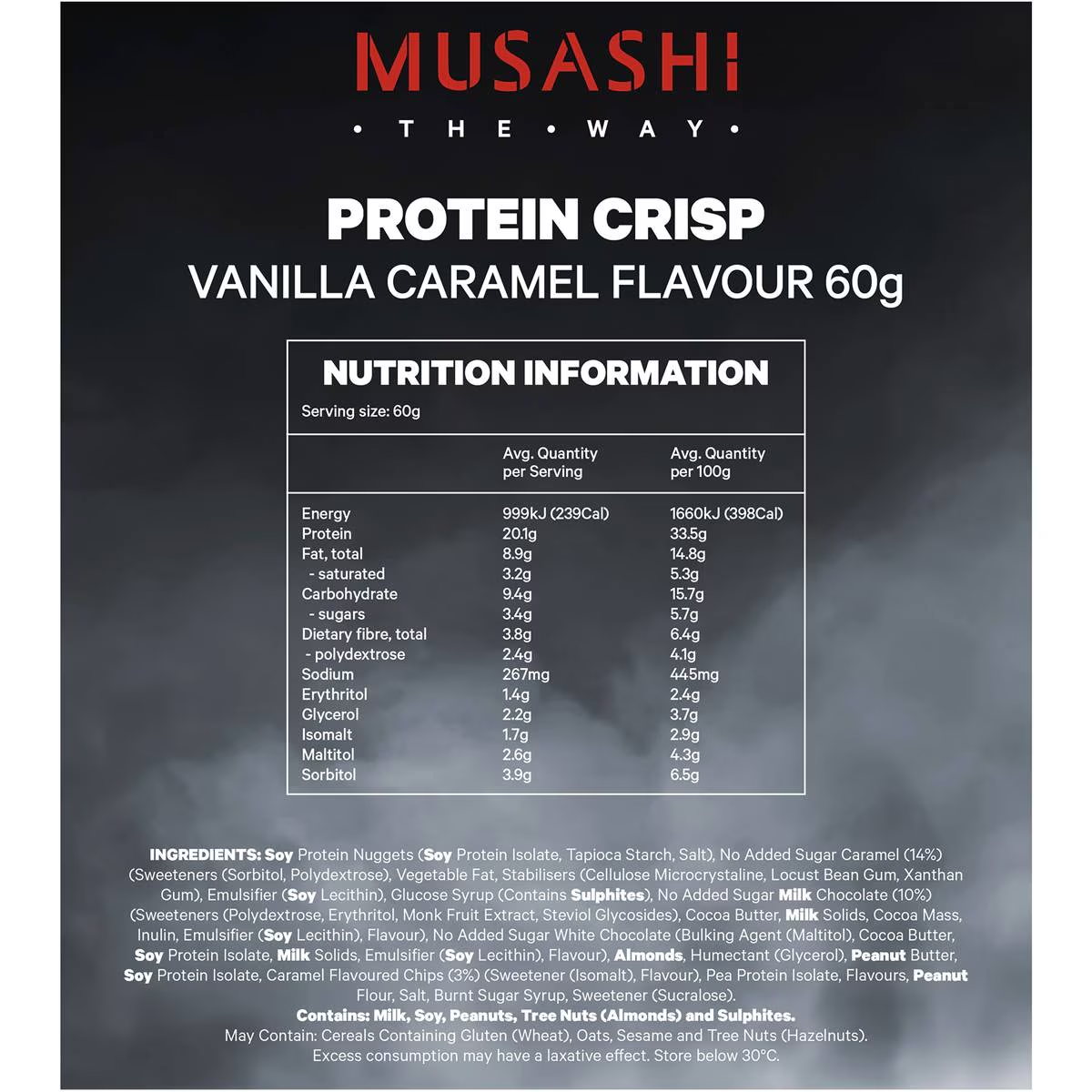 Musashi Crisp Protein Bar Vanilla Caramel, 60g